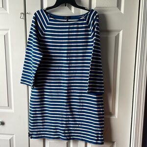 GAP blue white striped boat neck Sailor stripe shift dress XL
